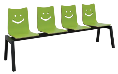 SMILE 4, dřevěná lavice do čekárny, 4-sedák, zelená, kostra černá